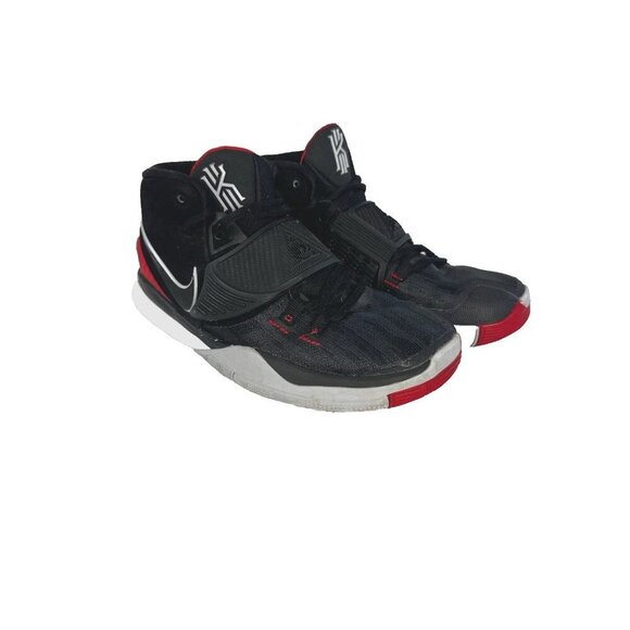 Nike Kyrie 6 GS Black Red Leather Basketball Sneakerhead shoe BQ5599-002 5.5Y - Picture 1 of 14